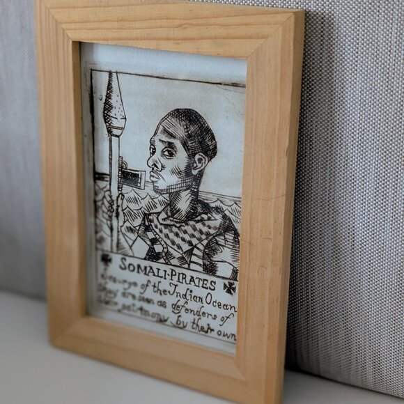 Intaglio Print Framed - Handcrafted - Artwork -Signed - Somali Pirates - African - Picture 2 of 8